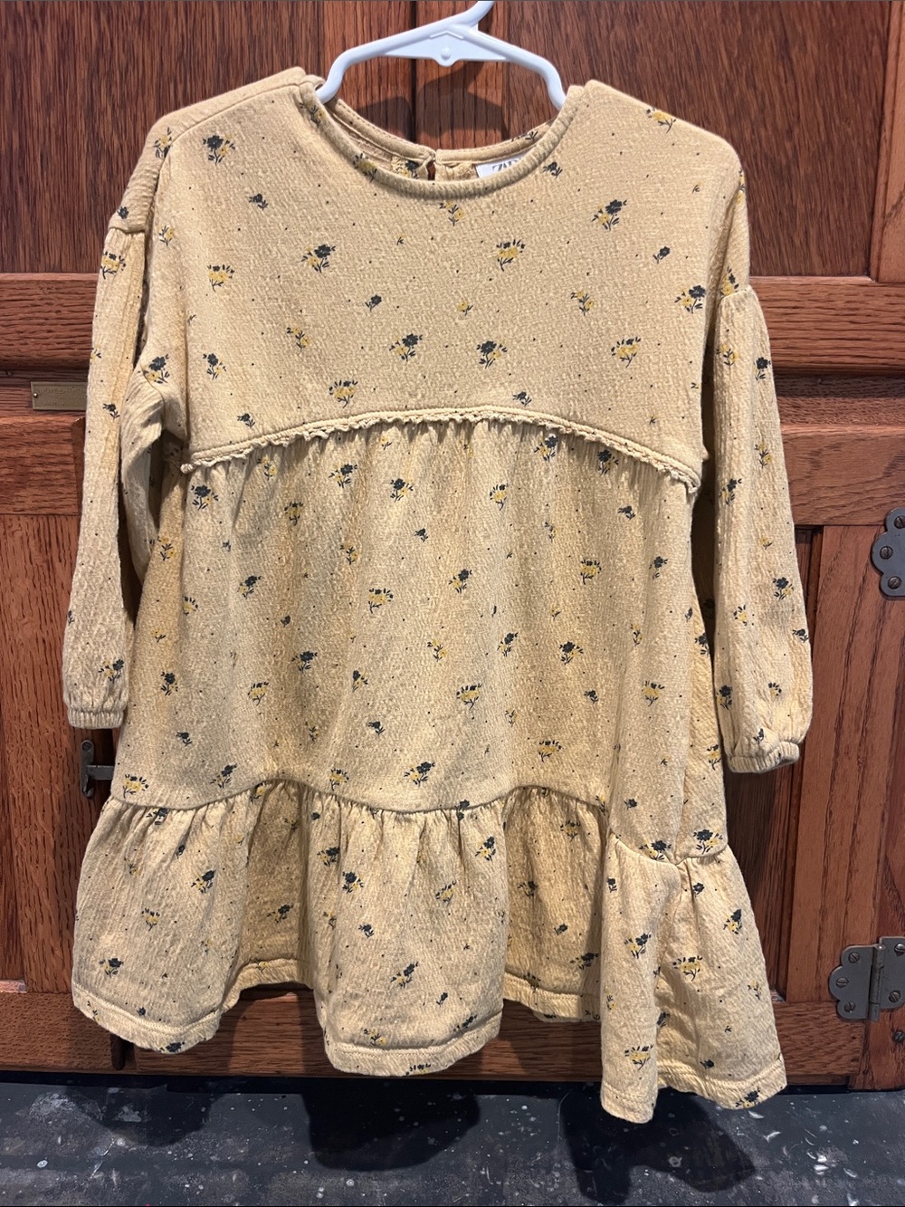 Zara Mustard Yellow Floral Ruffle Knit Dress